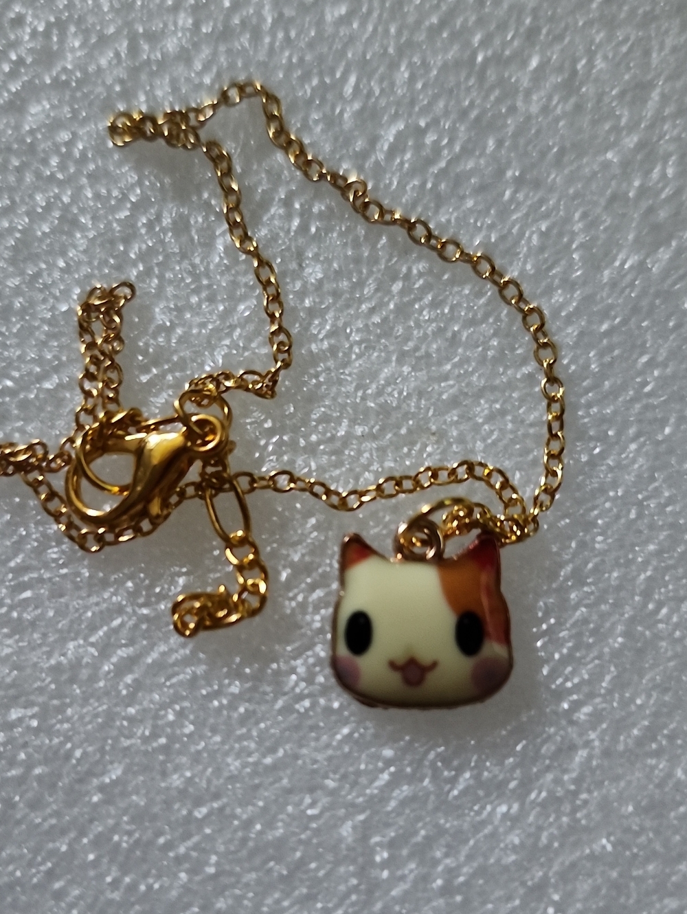 Hand Crafted Gold Chain Bracelet / Anklet with Cream and Brown Cat Charm